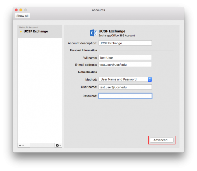 outlook for mac exchange server settings
