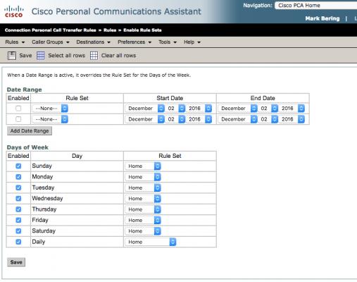 voicemail call transfer rule set enabled page