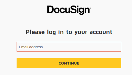 DocuSign Log in screen
