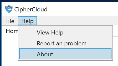 Windows About CipherCloud from Help tab