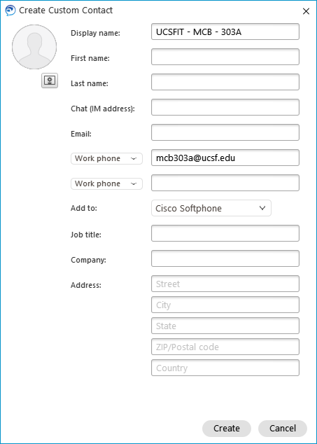 Cisco Jabber Custom Contact Form