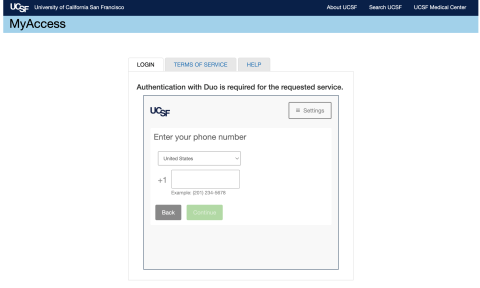 image of duo setup prompting for user phone number