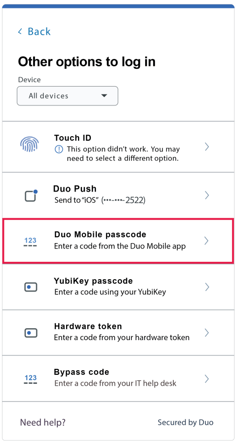 Multi-Factor (Duo) Authentication Methods | UCSF IT
