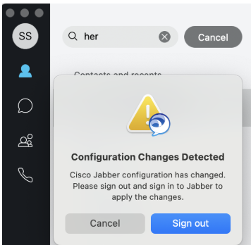 Jabber Configuration Changes Detected