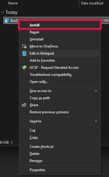 Right-Click on Box Installer (Install Selected)