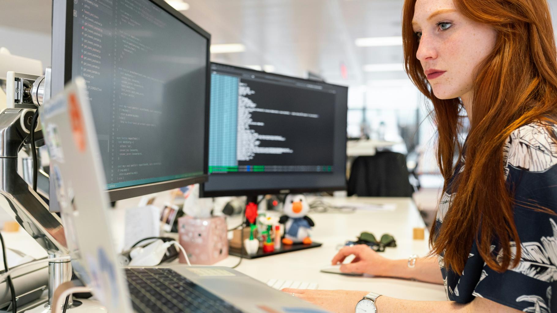 User completing their work on a computer