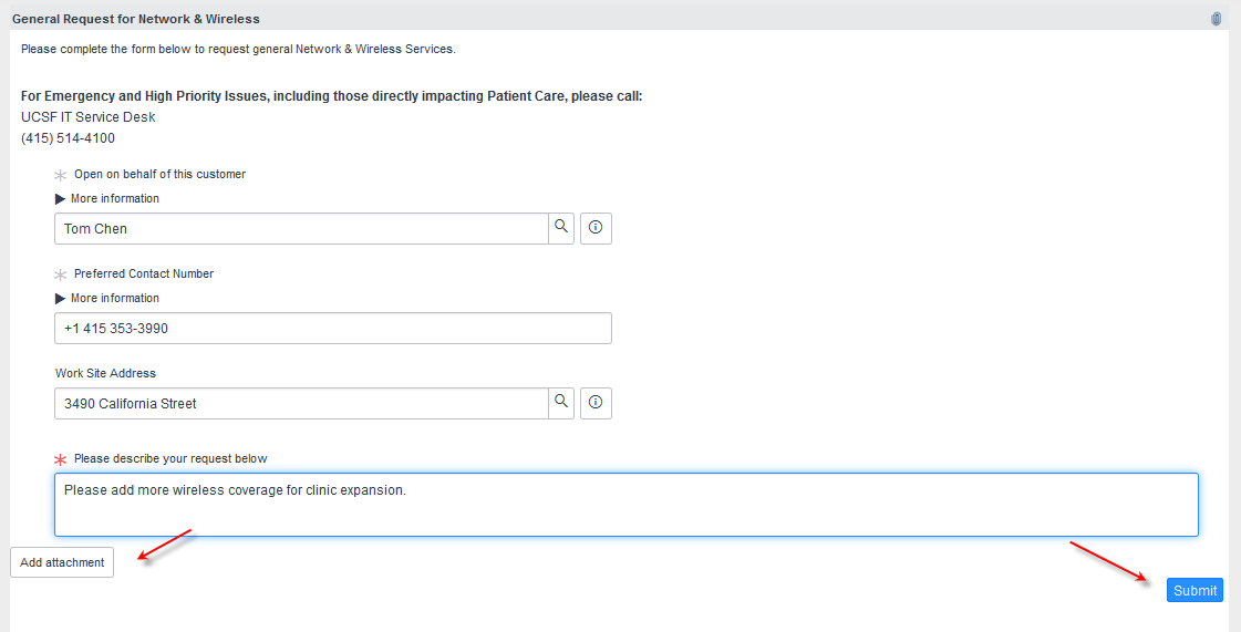 Complete web form and submit screenshot