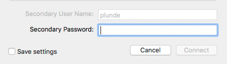 screenshot of login dialogue box with "secondary password" field highlighted